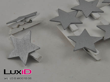 Wooden Stars 08 zilver 35x35mm (8pc)